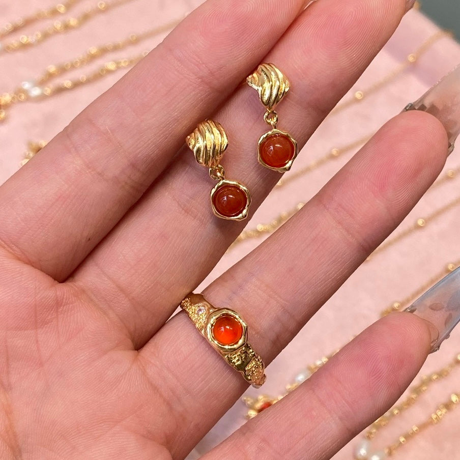 OE1605 Red Agate Earrings