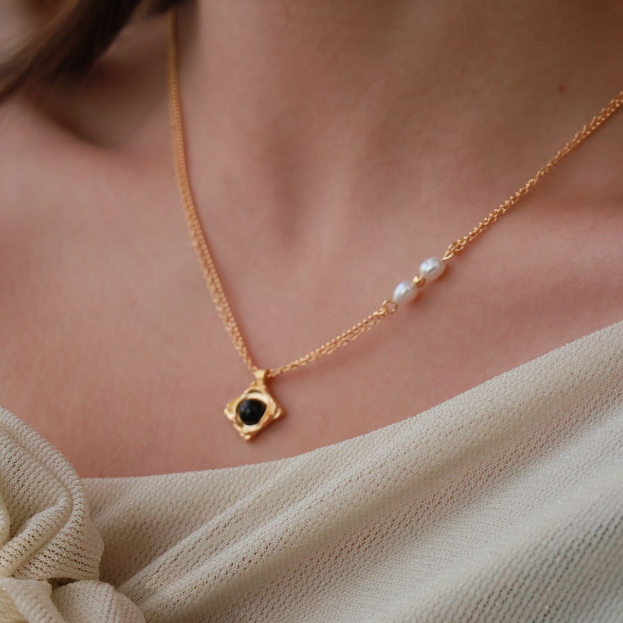 ON1618 Tigerite Pearl Necklace