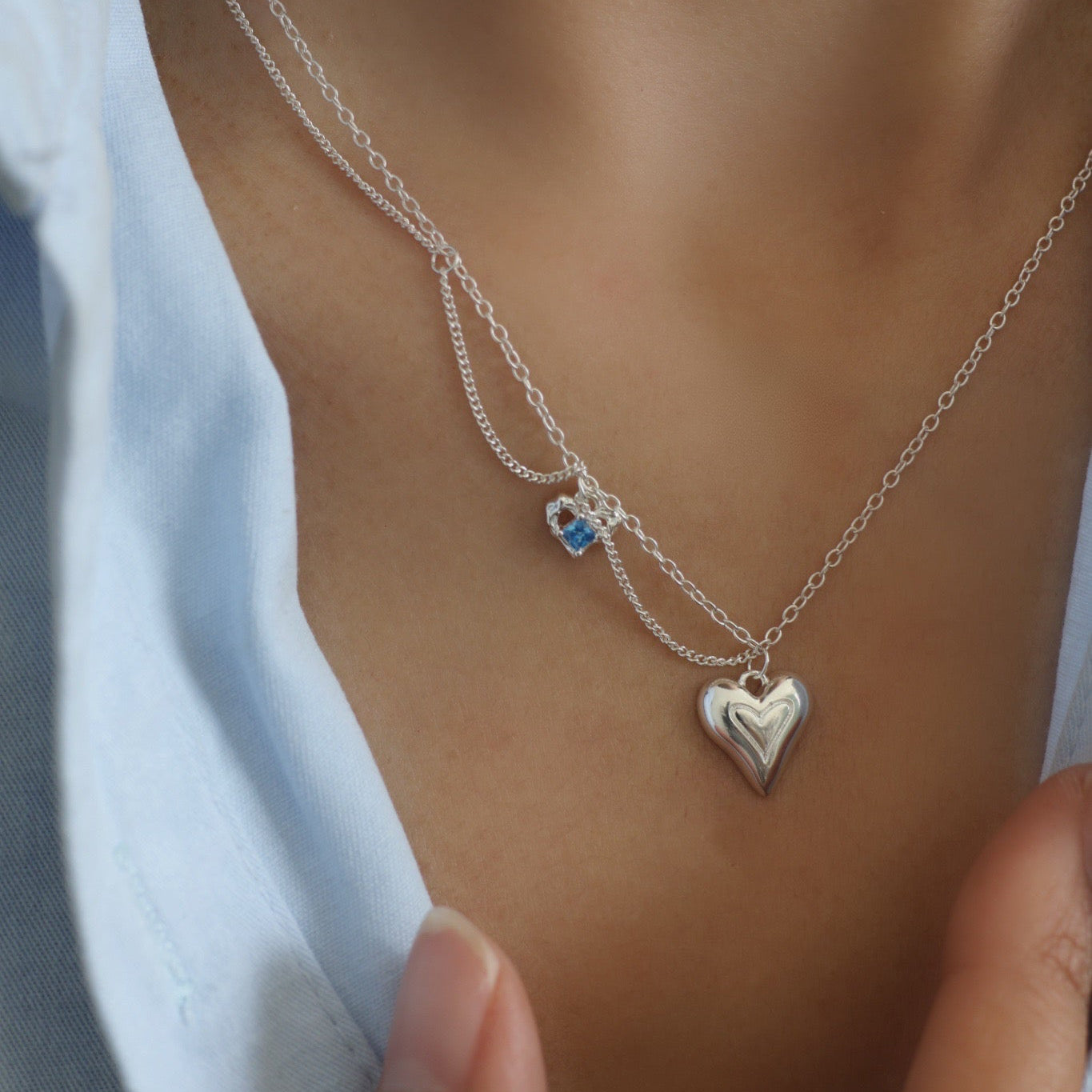 ON1619 Heart-Shaped Layered Necklace