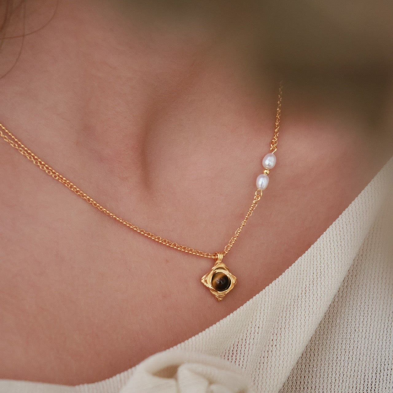 ON1618 Tigerite Pearl Necklace