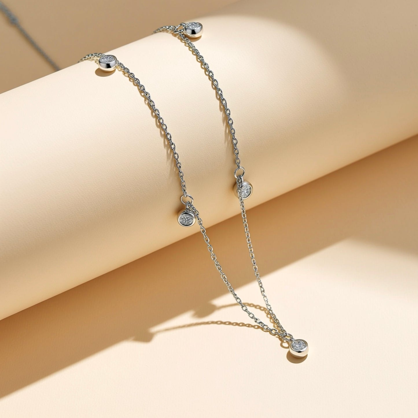 ON1510 S925 Sterling Silver plated with 18k White Gold Necklace