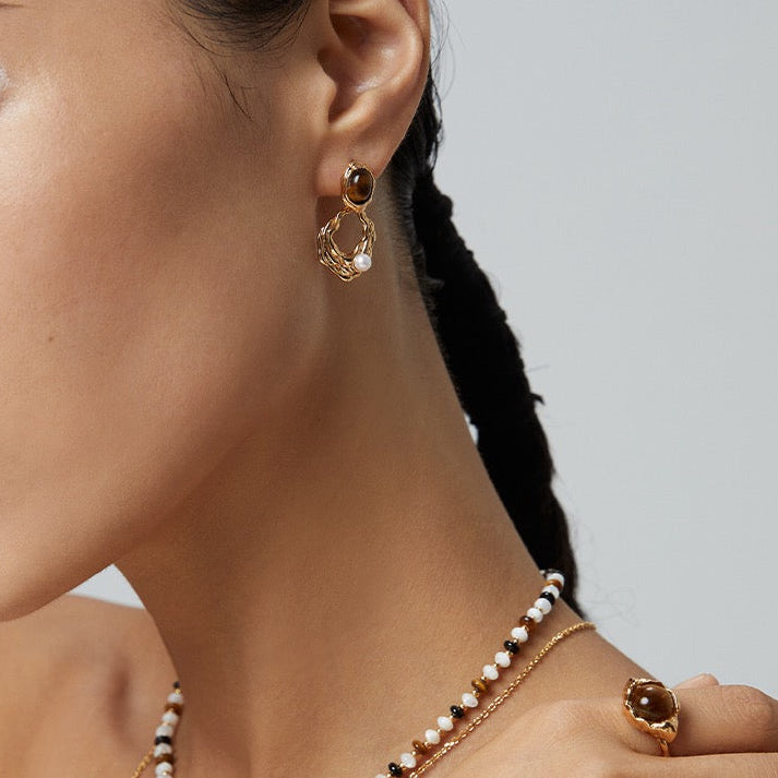 OE1618 Tigerite Earrings