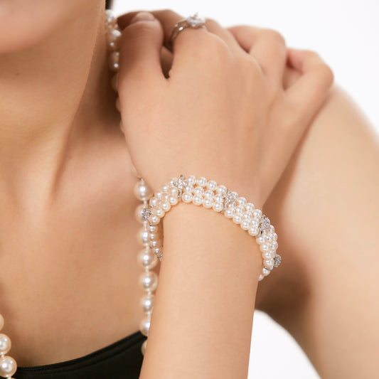 OB1505 Three-Layer Swarovski Pearl Bracelet