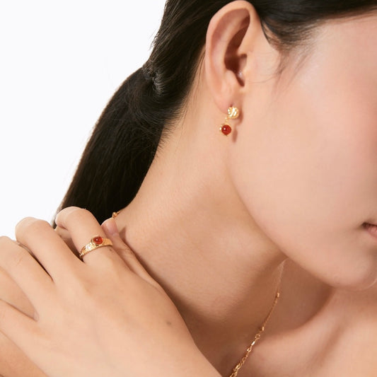 OE1605 Red Agate Earrings