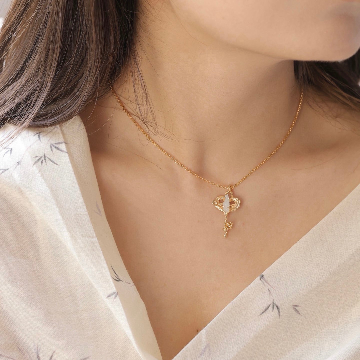 ON1507 Aquamarine Key Necklace