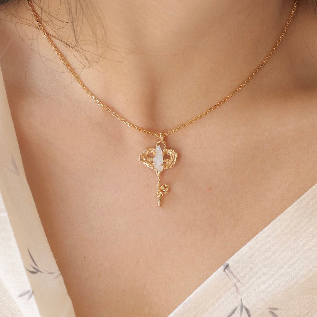 ON1507 Aquamarine Key Necklace