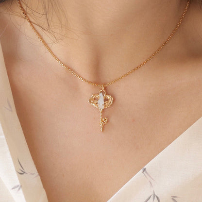 ON1507 Aquamarine Key Necklace