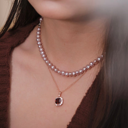 ON1508 Three-carat Natural Garnet Necklace