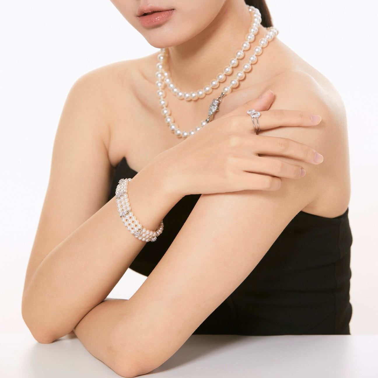 OB1505 Three-Layer Swarovski Pearl Bracelet