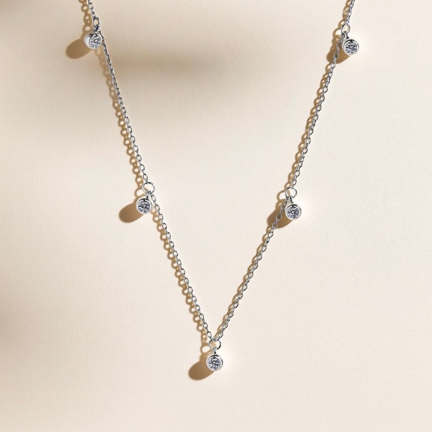 ON1510 S925 Sterling Silver plated with 18k White Gold Necklace