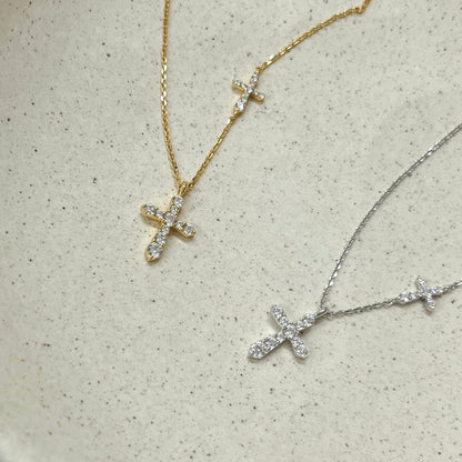 ON1303 Twin Crosses Necklace