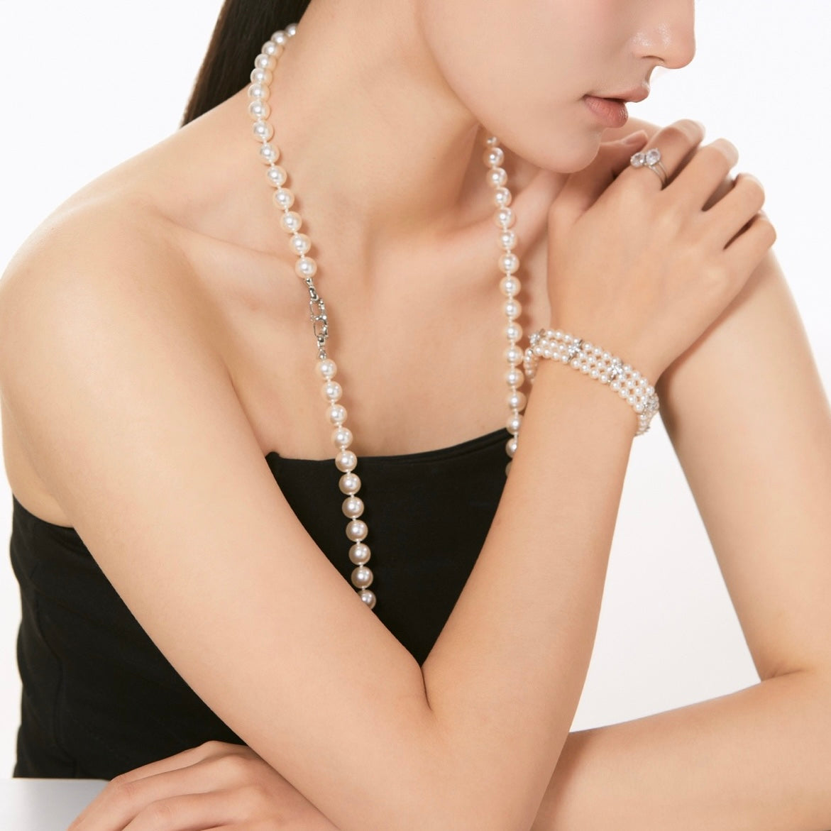 OB1505 Three-Layer Swarovski Pearl Bracelet