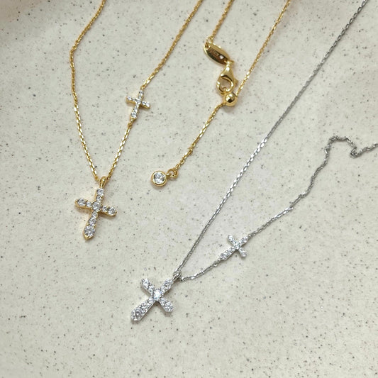 ON1303 Twin Crosses Necklace