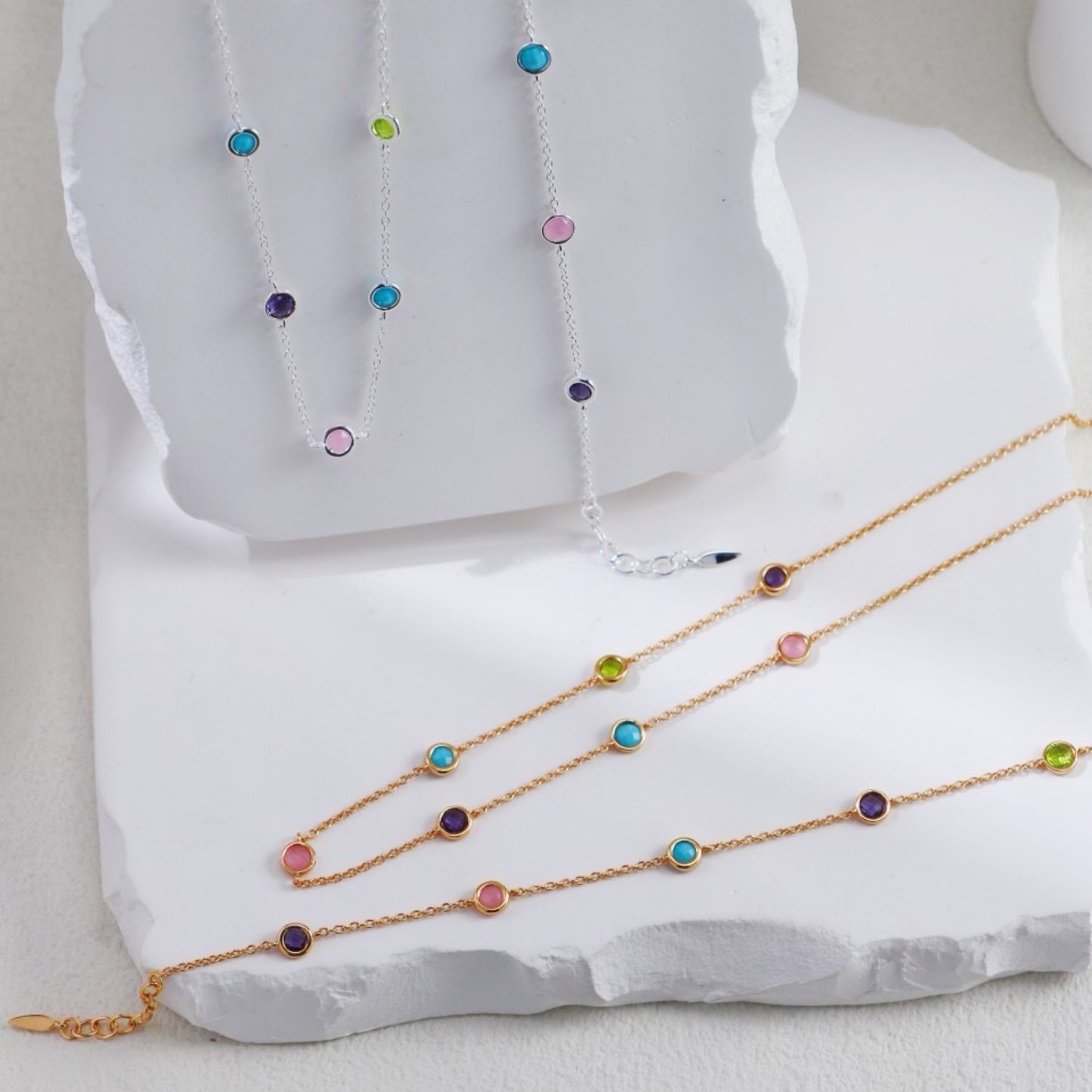 OB1510 Minimalist Natural Gemstone Bracelet