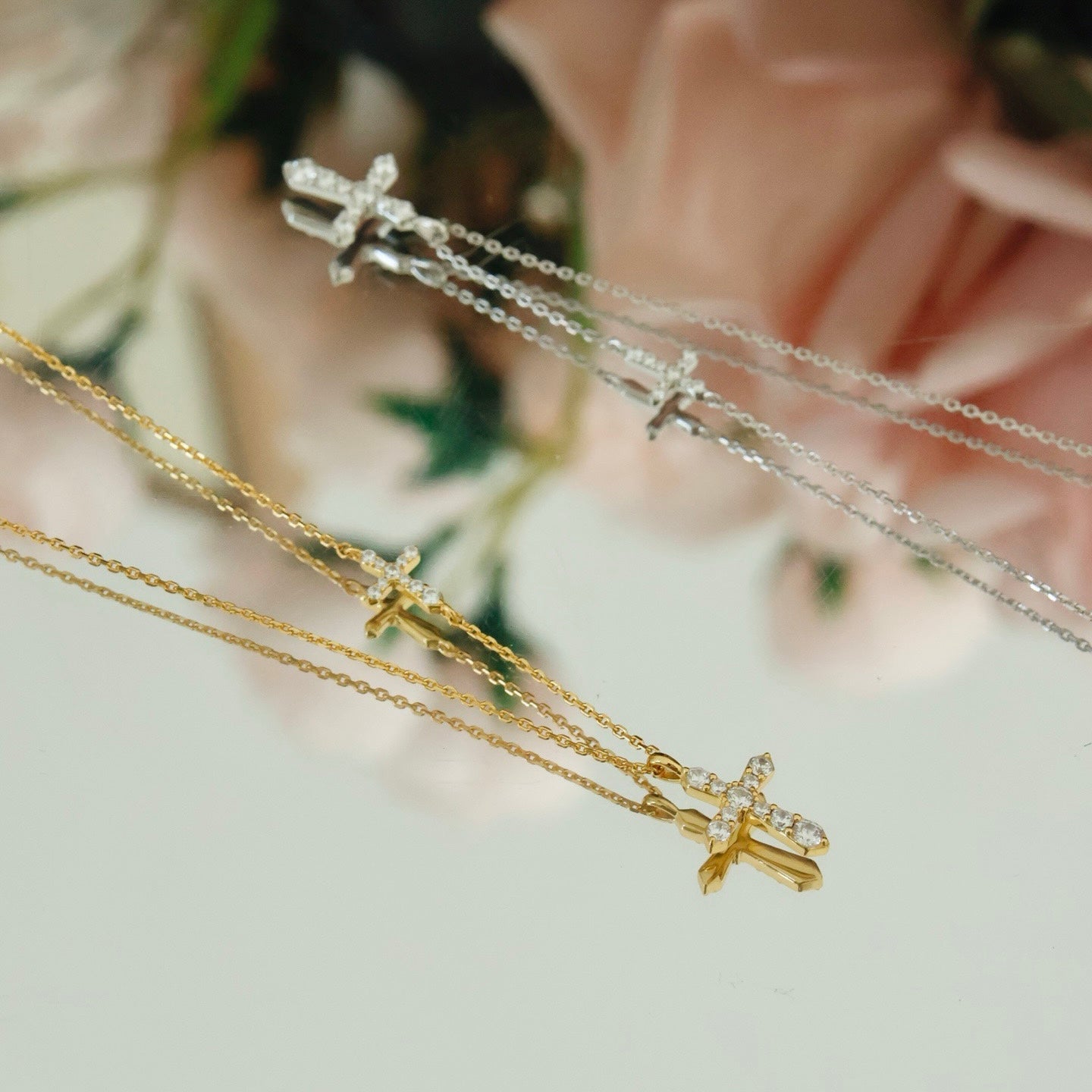 ON1303 Twin Crosses Necklace