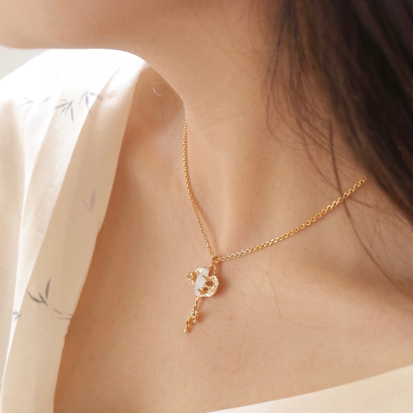 ON1507 Aquamarine Key Necklace