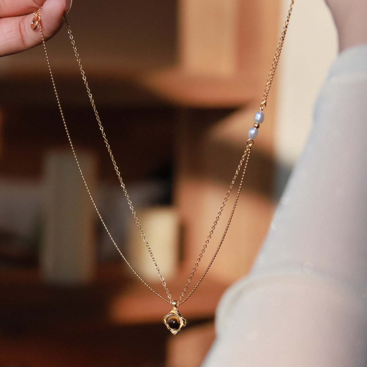 ON1618 Tigerite Pearl Necklace