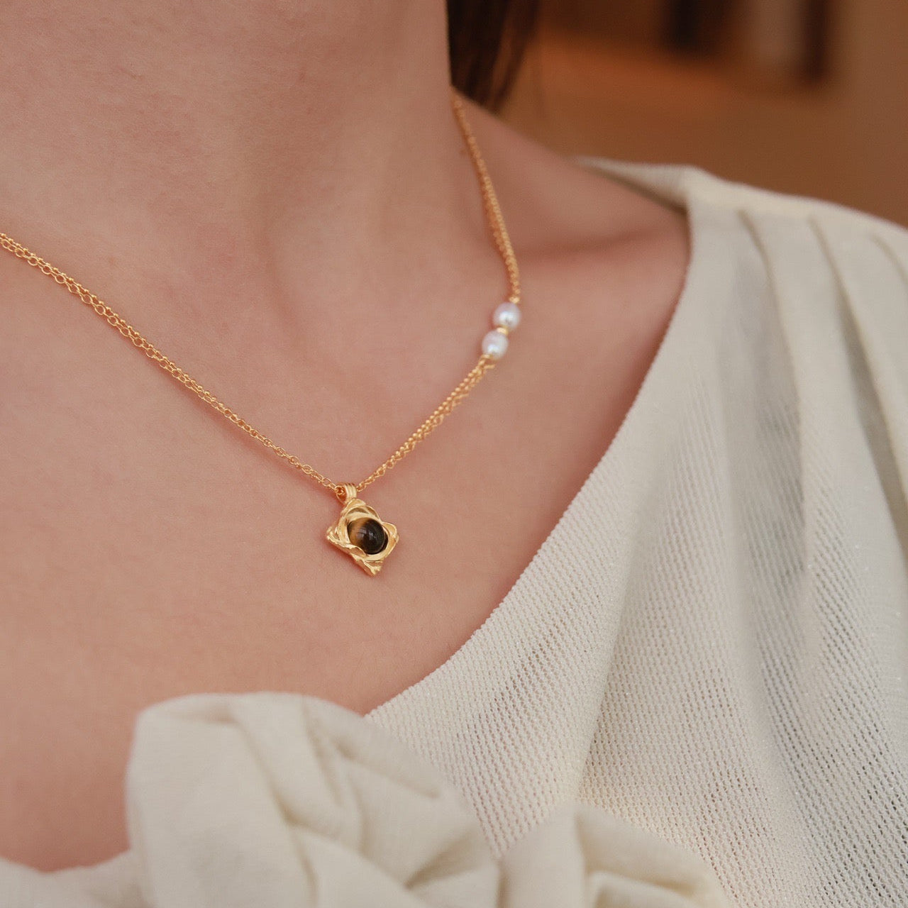 ON1618 Tigerite Pearl Necklace