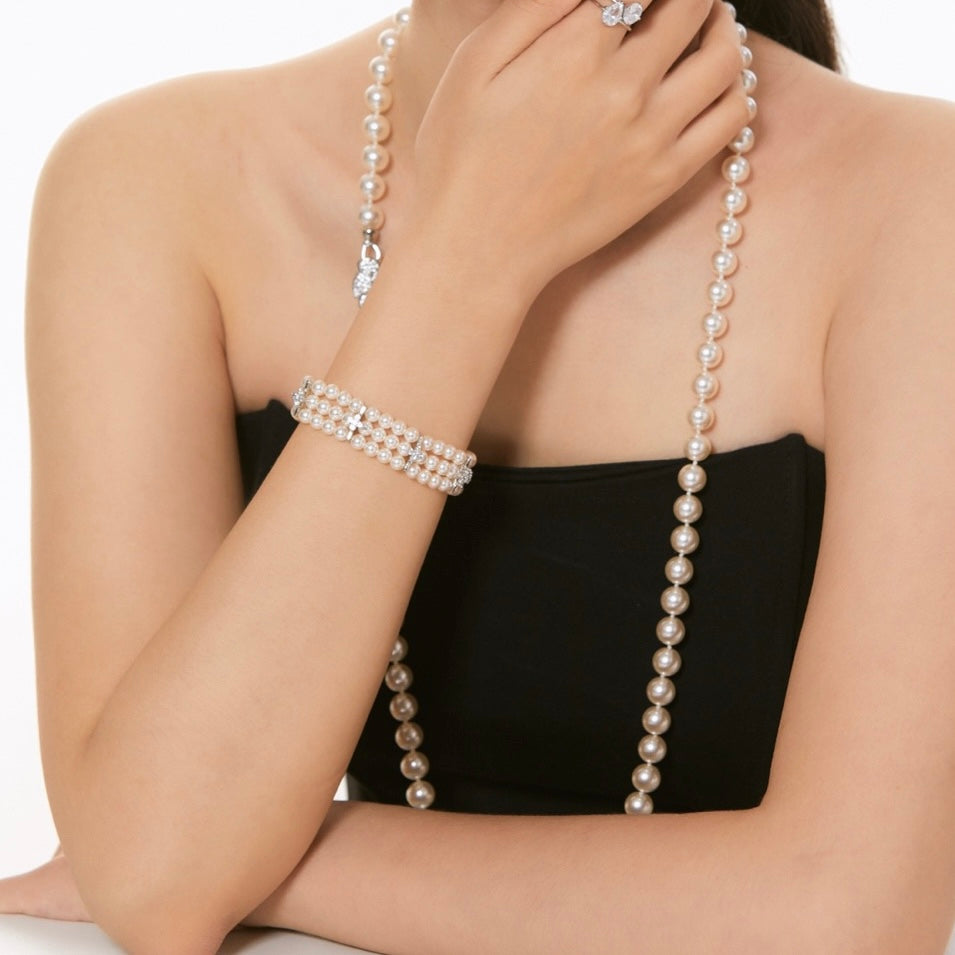 OB1505 Three-Layer Swarovski Pearl Bracelet