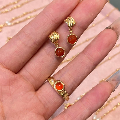 OE1605 Red Agate Earrings