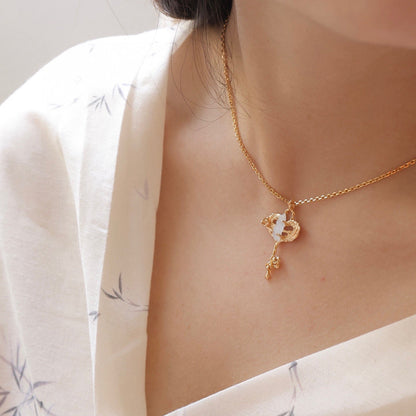 ON1507 Aquamarine Key Necklace