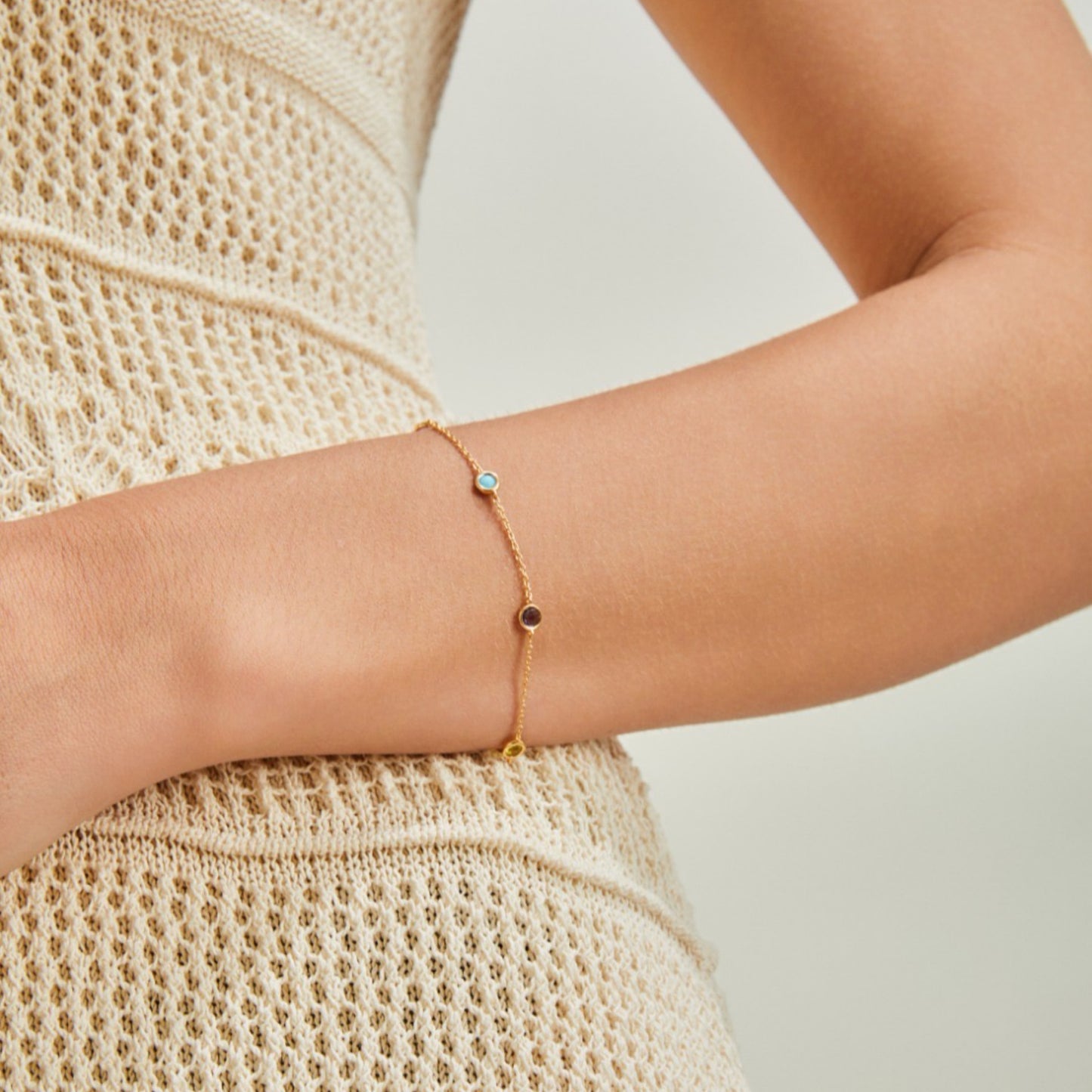 OB1510 Minimalist Natural Gemstone Bracelet