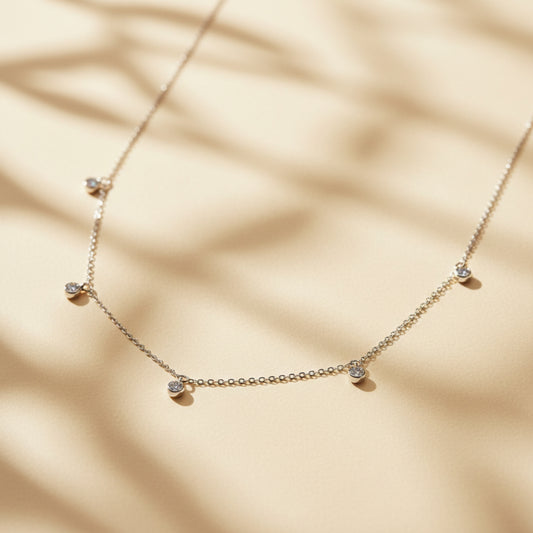 ON1510 S925 Sterling Silver plated with 18k White Gold Necklace