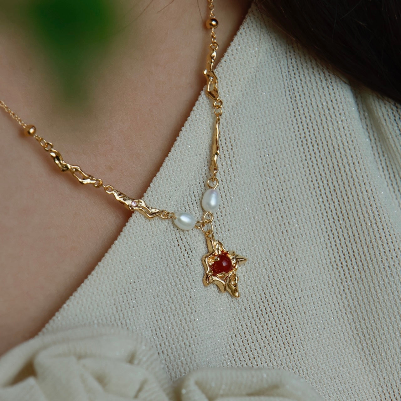 ON1506 Red Agate Necklace