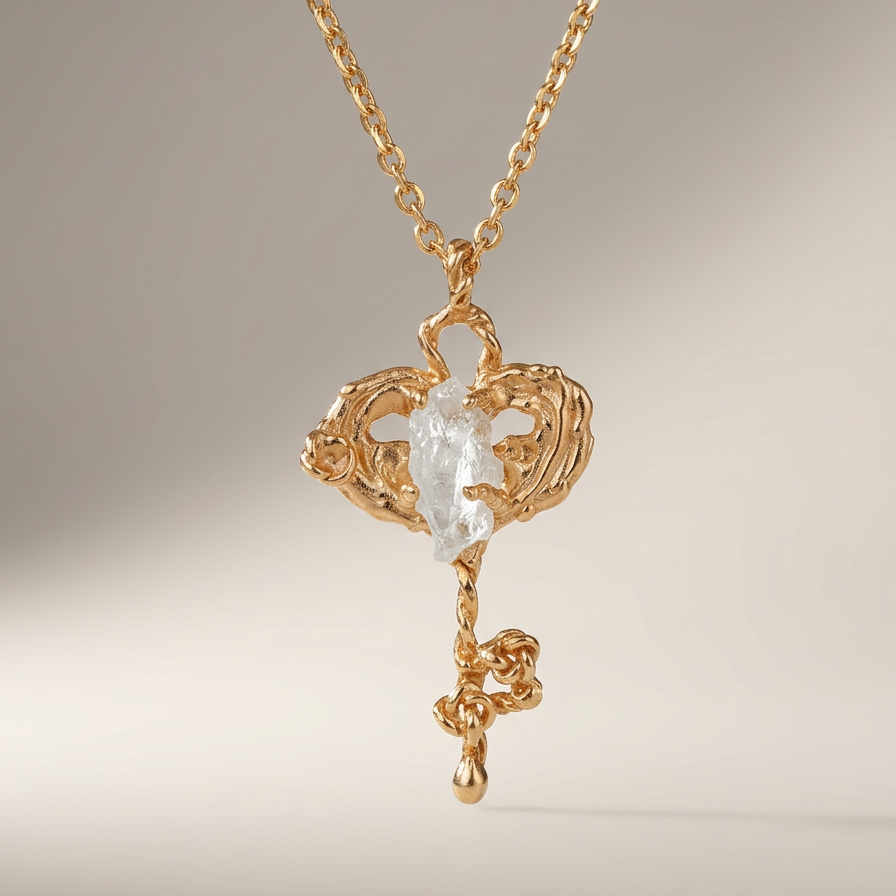 ON1507 Aquamarine Key Necklace