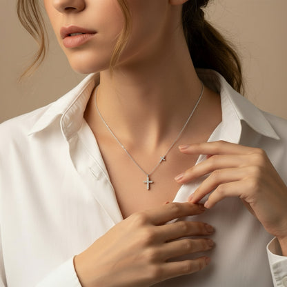 ON1303 Twin Crosses Necklace