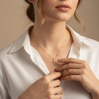 ON1303 Twin Crosses Necklace