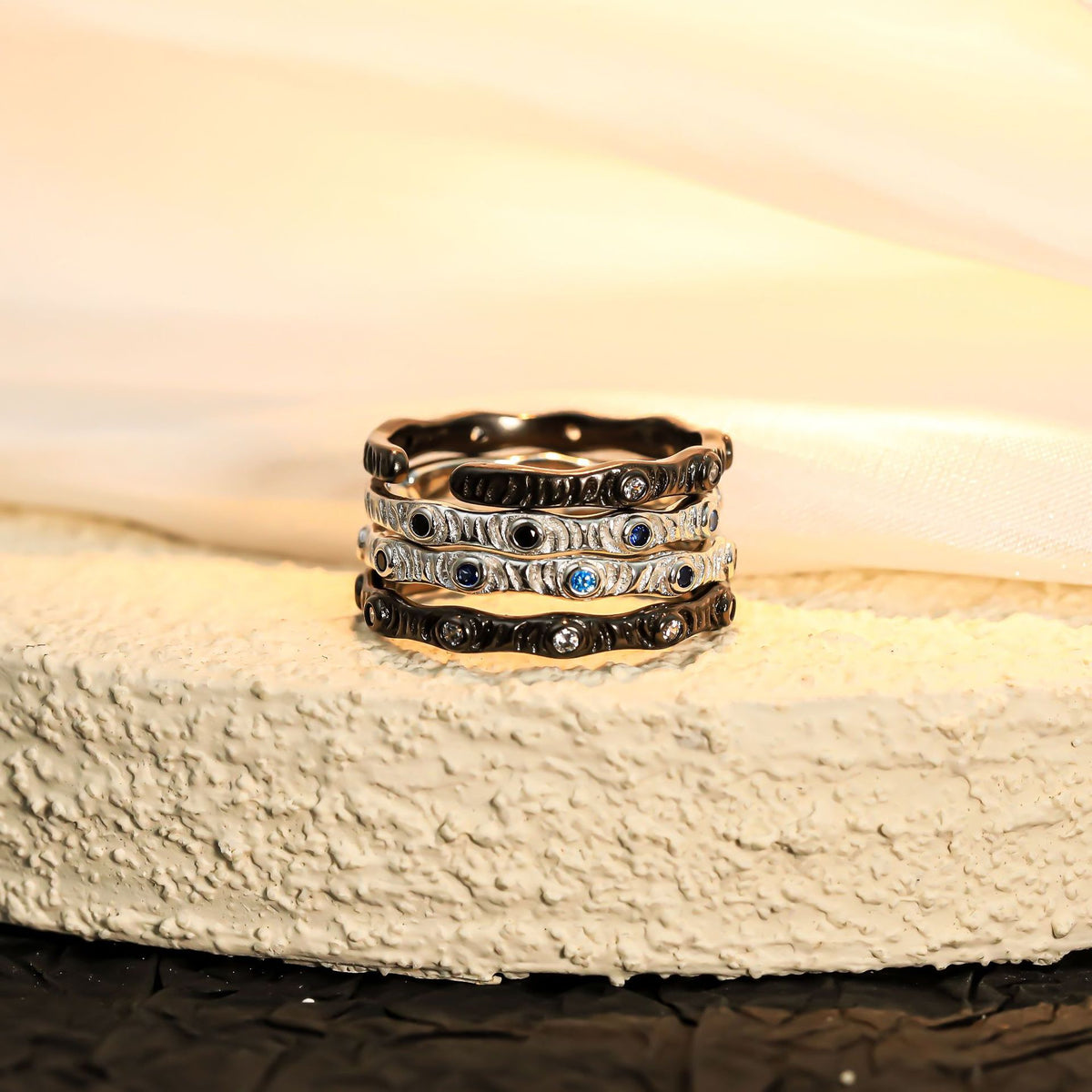 OR1414 S925 Silver Wave Texture Ring