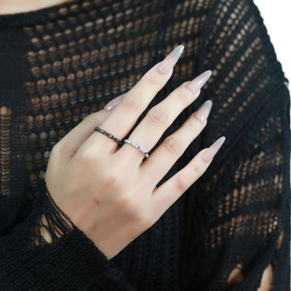 OR1414 S925 Silver Wave Texture Ring