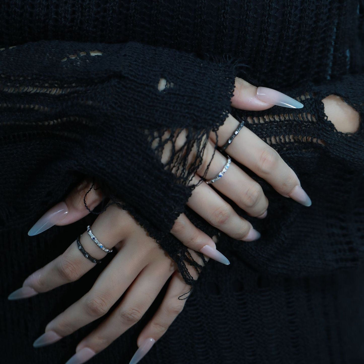 OR1414 S925 Silver Wave Texture Ring