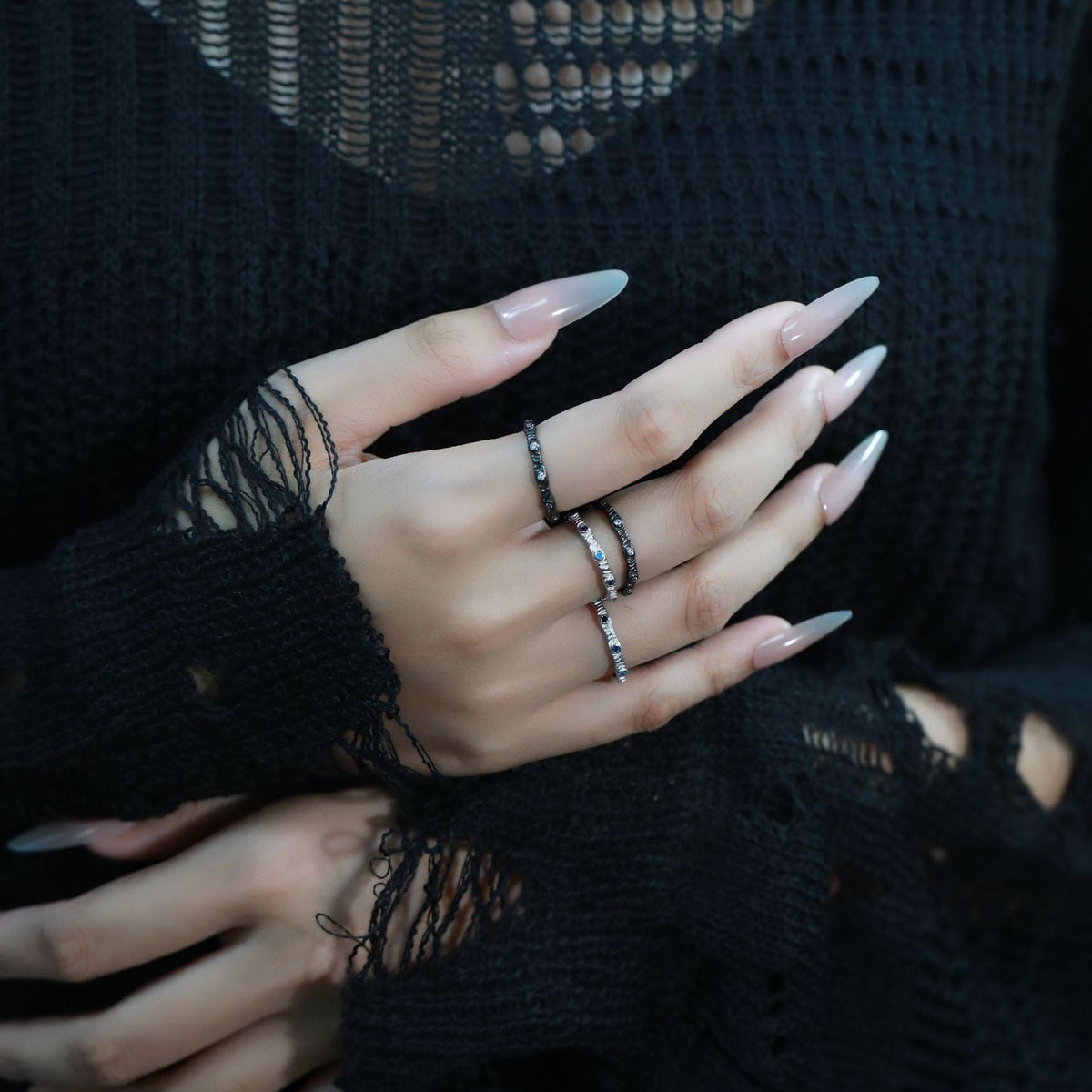 OR1414 S925 Silver Wave Texture Ring