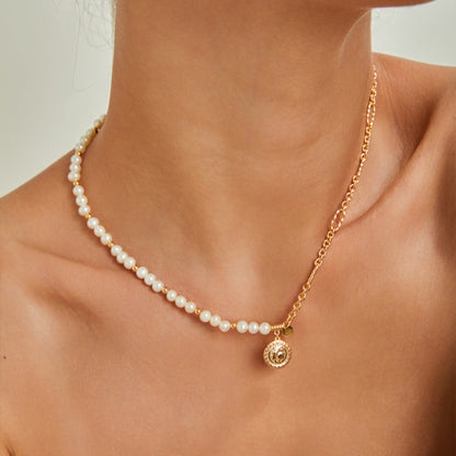 ON1624 Vintage Queen Coin Pearl Necklace